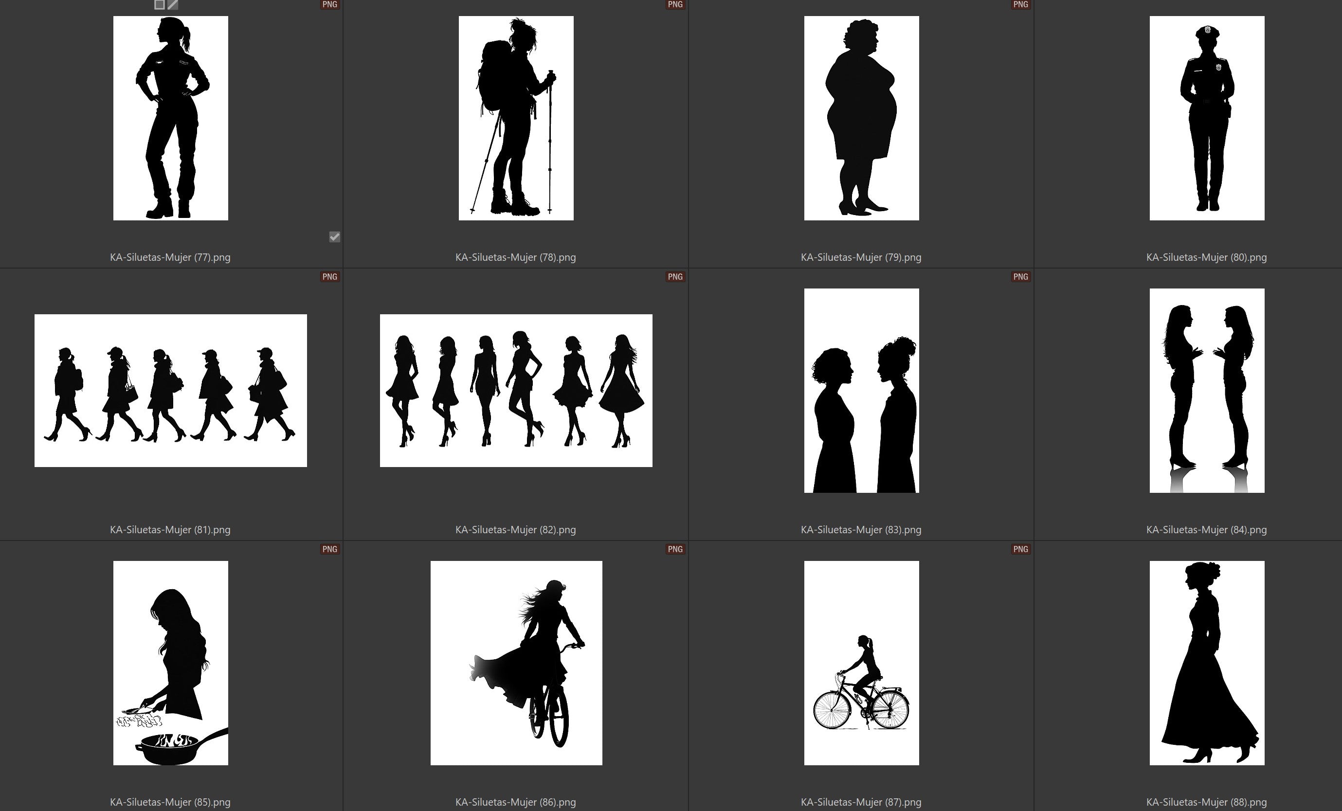 Ejemplos siluetas png mujer 2