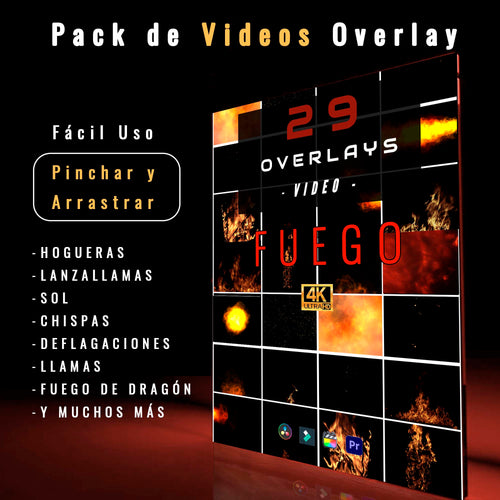 Overlays de Fuego, llamas y brasas en 4K