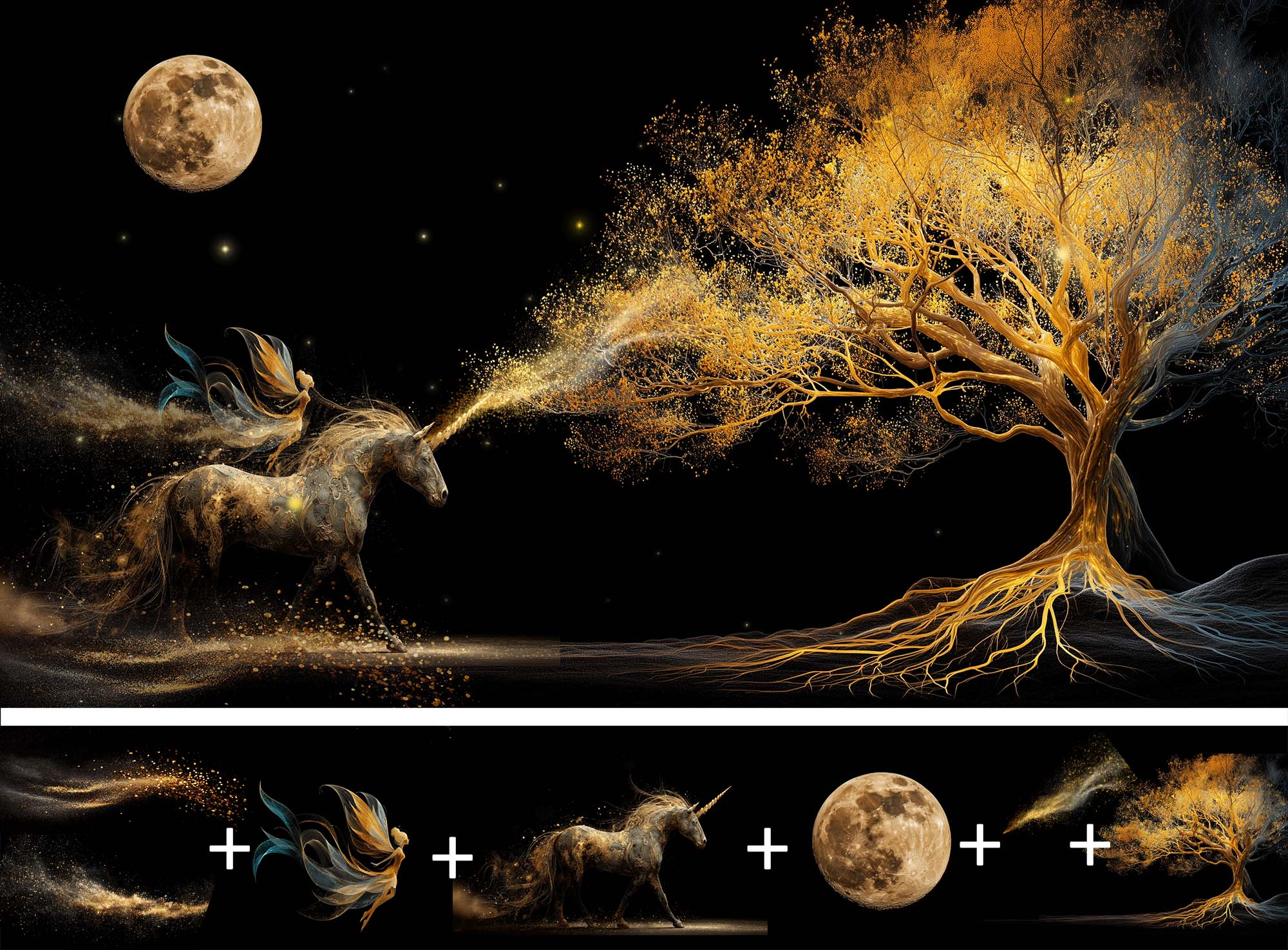 Montaje overlays hadas doradas
