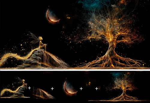 Composición overlays hadas doradas 