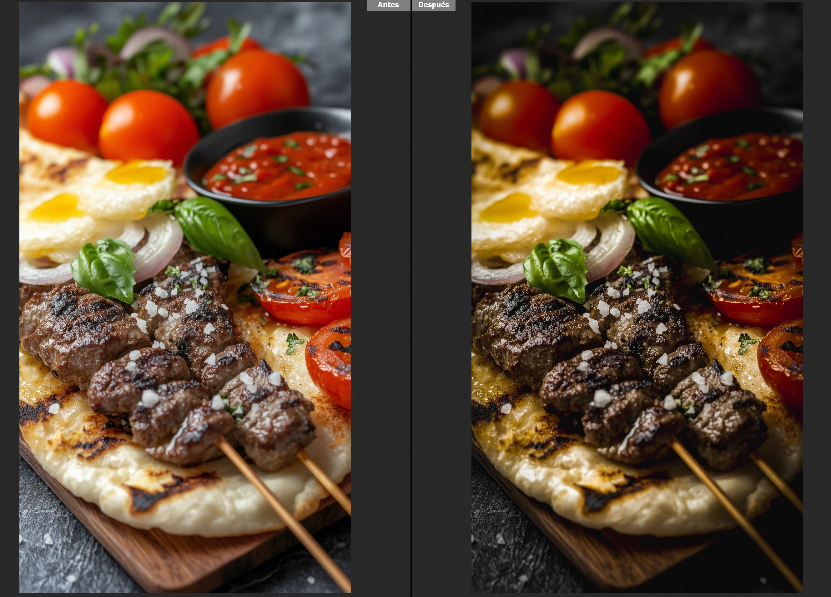 Preset dark food Antes-Después 4