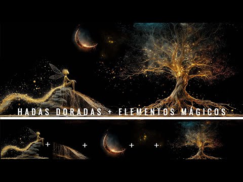 Video overlays hadas doradas y elementos mágicos